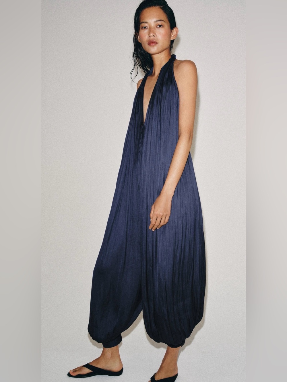 Deep Navy Halter Jumpsuit - Picture 4 of 9